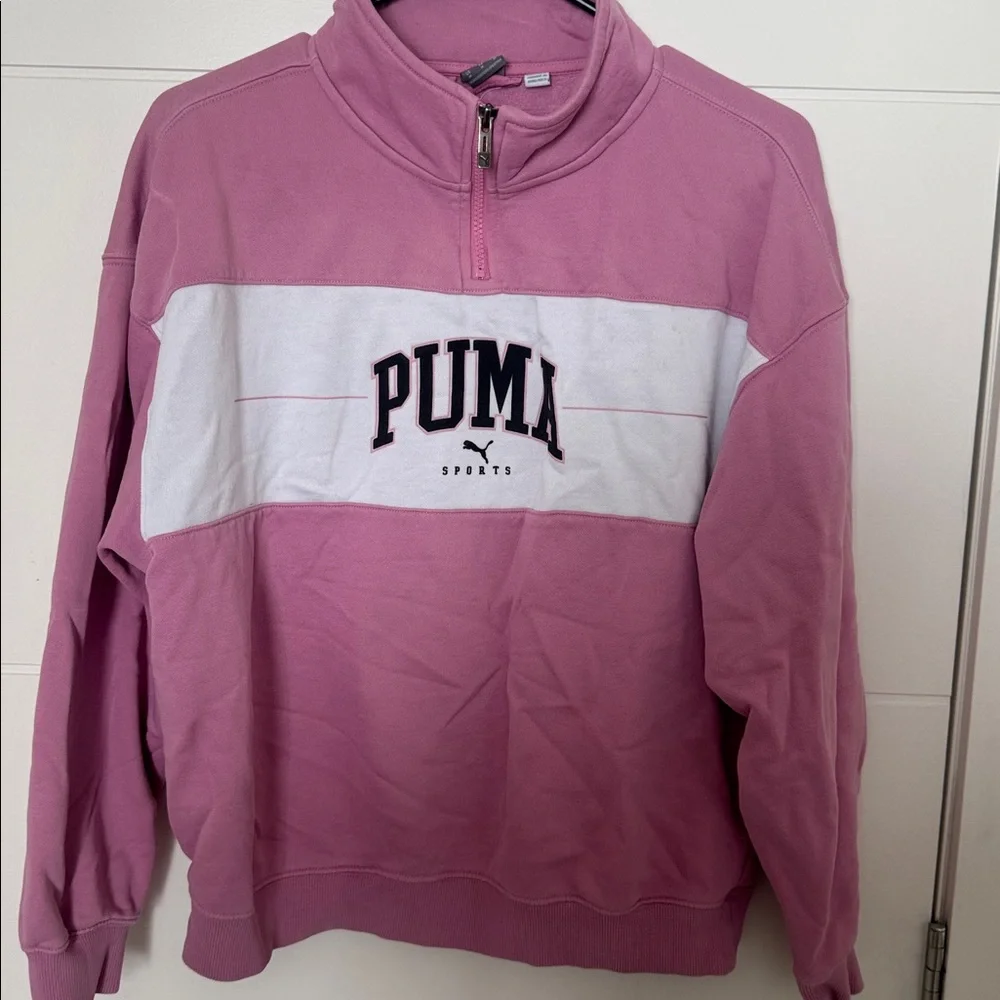 Puma Pink and White Quarter-Zip Track Top with Matching Joggers - Picture 2 of 7